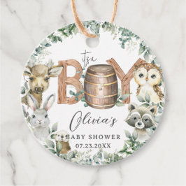 Leuke bosdieren groen jongen Baby shower Bedankjes Labels