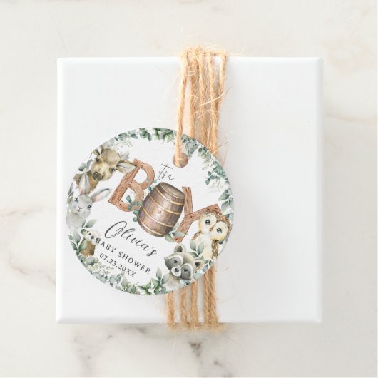 Leuke bosdieren groen jongen Baby shower Bedankjes Labels (In situ)