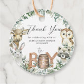 Leuke bosdieren groen jongen Baby shower Bedankjes Labels (Achterkant)