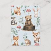 Leuke bosdieren groen jongen Baby shower Informatiekaartje (Achterkant)