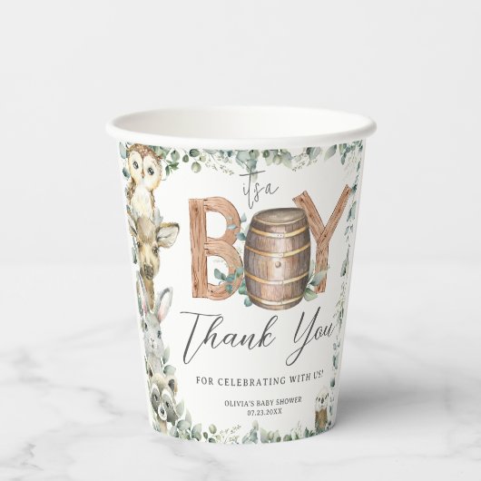 Leuke bosdieren groen jongen Baby shower Papieren Bekers