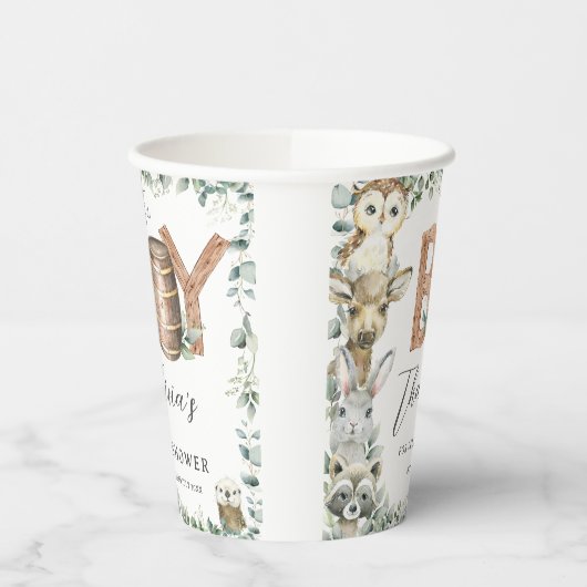 Leuke bosdieren groen jongen Baby shower Papieren Bekers (Links)