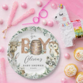 Leuke bosdieren groen jongen Baby shower Papieren Bordje (Feest)