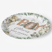 Leuke bosdieren groen jongen Baby shower Papieren Bordje (Gekanteld)