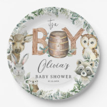 Leuke bosdieren groen jongen Baby shower
