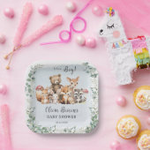 Leuke bosdieren groen jongen Baby shower Papieren Bordje (Feest)