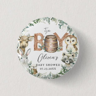 Leuke bosdieren groen jongen Baby shower Ronde Button 3,2 Cm
