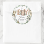 Leuke bosdieren groen jongen Baby shower Ronde Sticker (Tas)