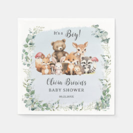 Leuke bosdieren groen jongen Baby shower Servet