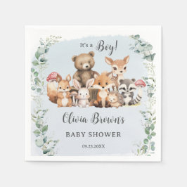 Leuke bosdieren groen jongen Baby shower Servet