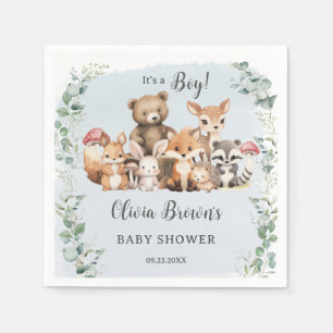 Leuke bosdieren groen jongen Baby shower Servet