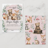 Leuke bosdieren groen meisje Baby shower Informatiekaartje (Voorkant / Achterkant)