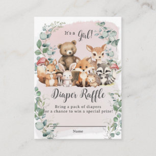 Leuke bosdieren groen meisje Baby shower Informatiekaartje