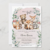 Leuke bosdieren groen meisje Baby shower Kaart (Voorkant)