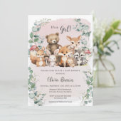 Leuke bosdieren groen meisje Baby shower Kaart (Staand voorkant)