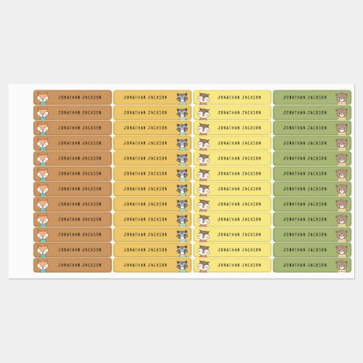 Leuke bosdieren kinder naam labels (Vel)