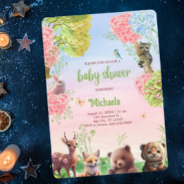 Leuke bosdieren Oerwoud Safari Baby shower Kaart