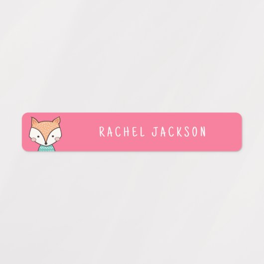 Leuke bosdieren roze kinder naam labels (Design 1)