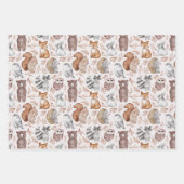 Leuke bosdieren Waterverf Verjaardag Inpakpapier Vel (Voorkant 3)