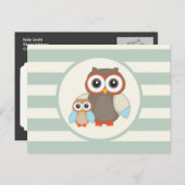 Leuke bosrijke uilen; Lichte salie groen Briefkaart (Voorkant / Achterkant)