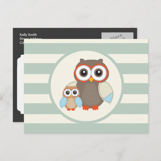 Leuke bosrijke uilen; Lichte salie groen Briefkaart (Voorkant / Achterkant)