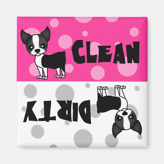 Leuke Boston Terrier Clean Dirty Vaatwasser Magnet (Voorkant)