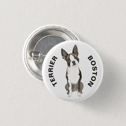 Leuke Boston Terrier Hondenras Waterverven Ronde Button 3,2 Cm (Voorkant /achterkant)
