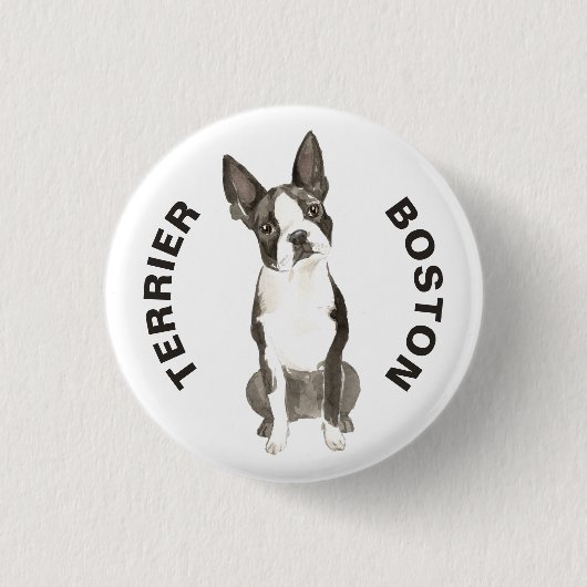 Leuke Boston Terrier Hondenras Waterverven Ronde Button 3,2 Cm (Voorkant)