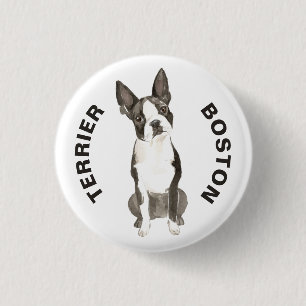 Leuke Boston Terrier Hondenras Waterverven Ronde Button 3,2 Cm