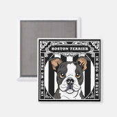 Leuke Boston Terrier Magnet Square (Voorkant / Achterkant)