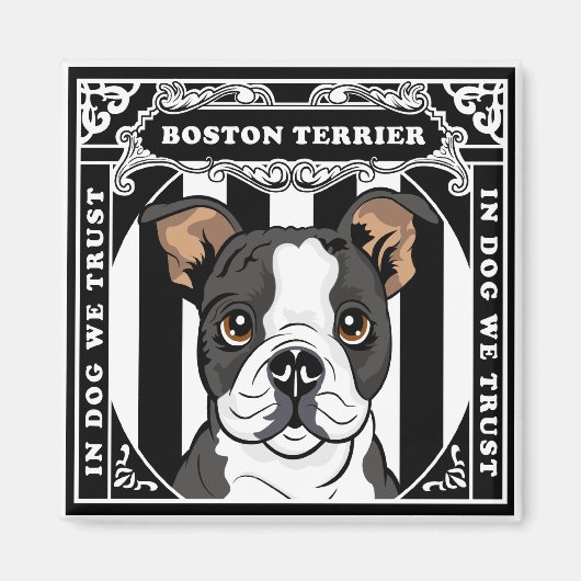 Leuke Boston Terrier Magnet Square (Voorkant)