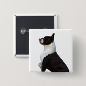 Leuke Boston Terrier Square Button (Voorkant /achterkant)