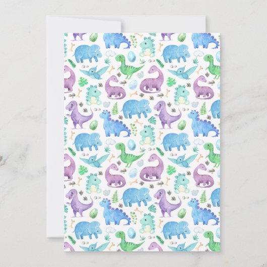 Leuke Botanische Het is een Jongen Dinosaurus Baby Kaart (Achterkant)