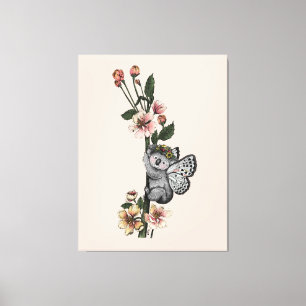 Leuke Botanische Koala Beary Waterverf Illustratie Canvas Afdruk