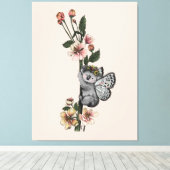 Leuke Botanische Koala Beary Waterverf Illustratie Canvas Afdruk (Insitu (Houten vloer))