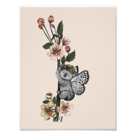 Leuke Botanische Koala Beary Waterverf Illustratie Foto Afdruk