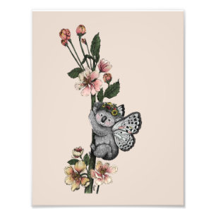 Leuke Botanische Koala Beary Waterverf Illustratie Foto Afdruk