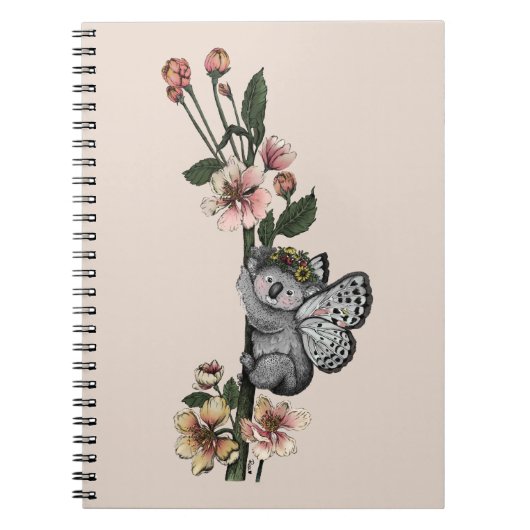 Leuke Botanische Koala Beary Waterverf Illustratie Notitieboek (Voorkant)
