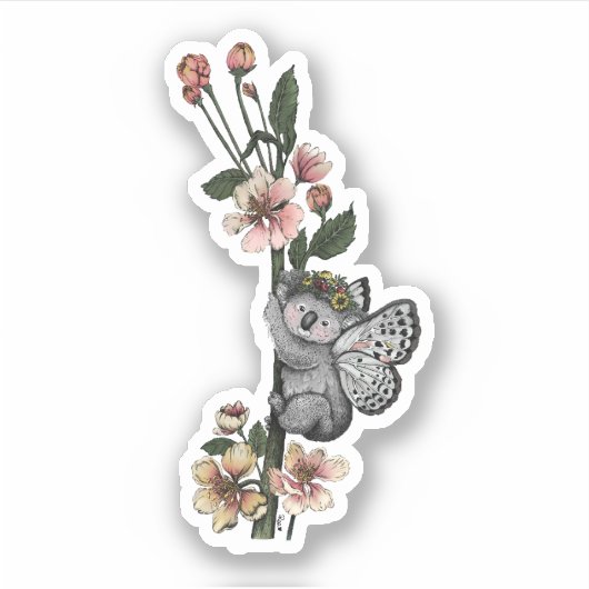 Leuke Botanische Koala Beary Waterverf Illustratie Sticker (Voorkant)