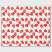 Leuke Botanische Meisje Trendy Aardbei Verjaardag Cadeaupapier (Vlak)