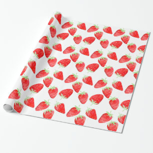Leuke Botanische Meisje Trendy Aardbei Verjaardag Cadeaupapier