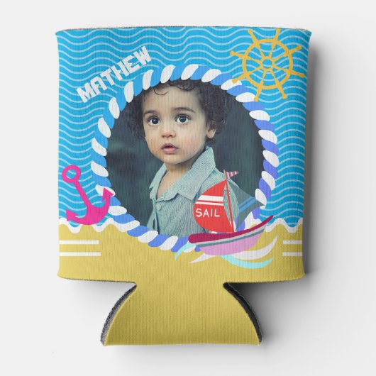 Leuke Boten Foto Blauw Gele Koelbox Blikjeskoeler (Voorkant)