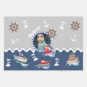 Leuke boten Foto Grijs Blauw Inpakpapier Vel (Voorkant)