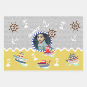 Leuke Boten Foto Grijs Geel Inpakpapier Vel (Voorkant)