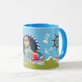 Leuke boten Foto Groen Blauw Mok (Voorkant rechts)