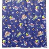 Leuke boten Navy douchegordijn (Voorkant)