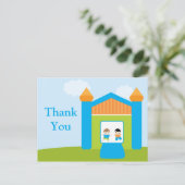 Leuke bounce house boys bedankt briefkaart (Staand voorkant)