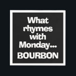 Leuke Bourbon Black Cocktail Servet<br><div class="desc">Wat rijmt er op maandag... Bourbon fun zwart en wit papieren cocktail servetten zijn een leuk geschenk voor vrienden,  Vaderdag,  vrijgezellenfeest,  huisverwarmingscadeau,  bar cadeau,  bruidsjonkers cadeau,  bruidsmeisjes cadeau,  beste man cadeau idee,  feestbenodigdheden en meer.</div>