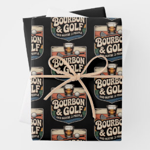 Leuke Bourbon Golf Golfer Vader Cadeau Vintage Inpakpapier Vel