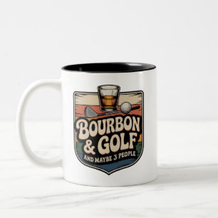 Leuke Bourbon Golf Golfer Vader Cadeau Vintage Tweekleurige Koffiemok